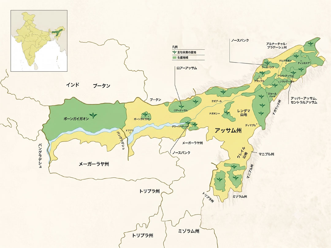 アッサム地方の地図